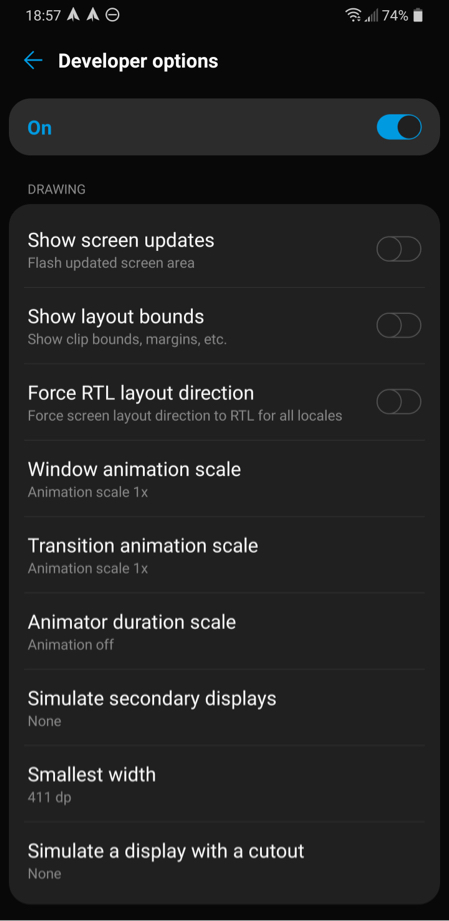 Animation management section on Android