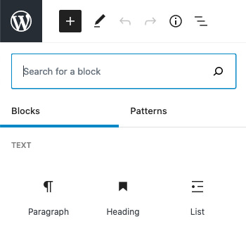 New sidebar for Gutenberg blocks