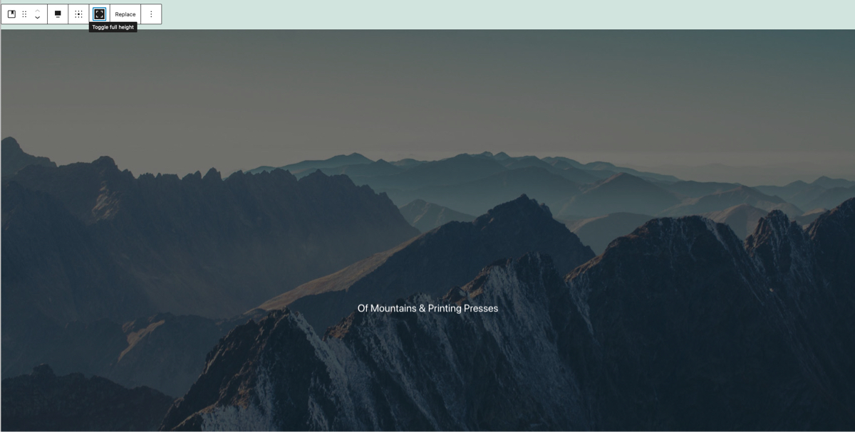 Set a full-height cover with WordPress 5.7