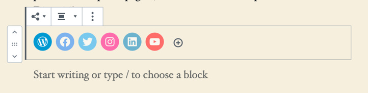 Social icon block on WordPress 5.4